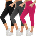 NEW YOUNG 3 Pack Leggings with Pockets for Women,High Waisted Tummy Control Workout Yoga Pants