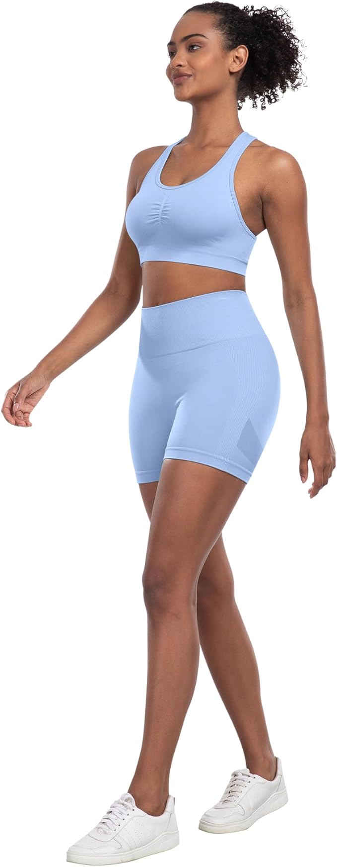 Workout Sets for Women 2 Piece - Seamless Yoga Outfits Shorts and Padded Sports Bra Gym Athletic Clothing Set