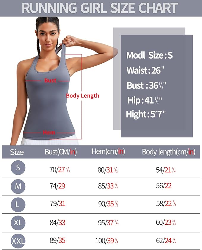 RUNNING GIRL Workout Tank Tops with Built in Bras for Women,Compression Shirt Strappy Back Athletic Yoga Tops