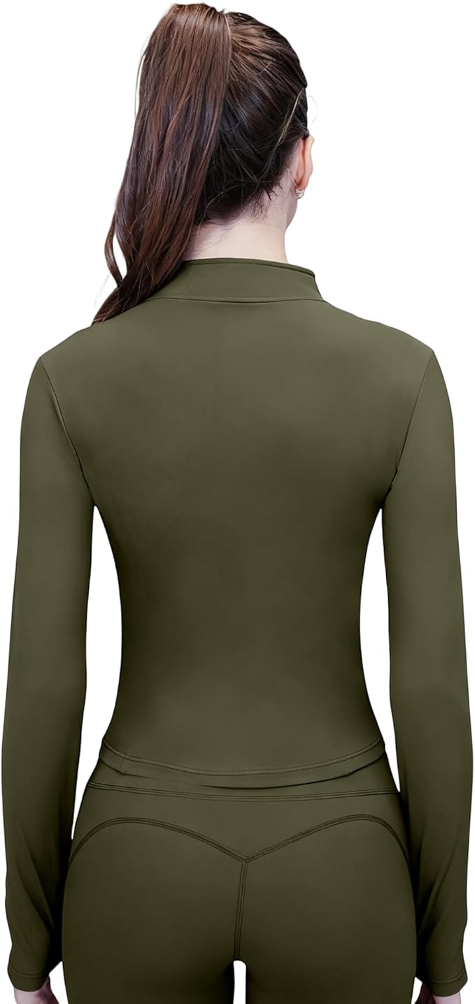 Women's Yoga Jacket Lightweight Zip Up - Workout Jackets for Running Gym Athletic Tops Full Zip