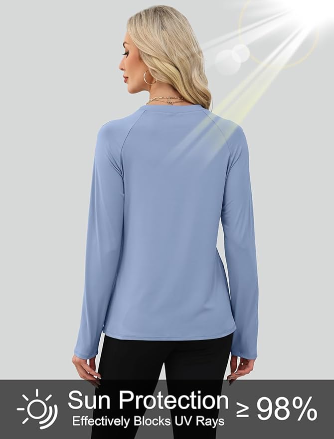 WIHOLL Workout Tops for Women Long Sleeve Sun Shirt UPF 50+ UV Protection Running Hiking Clothes Quick Dry Athletic Tops
