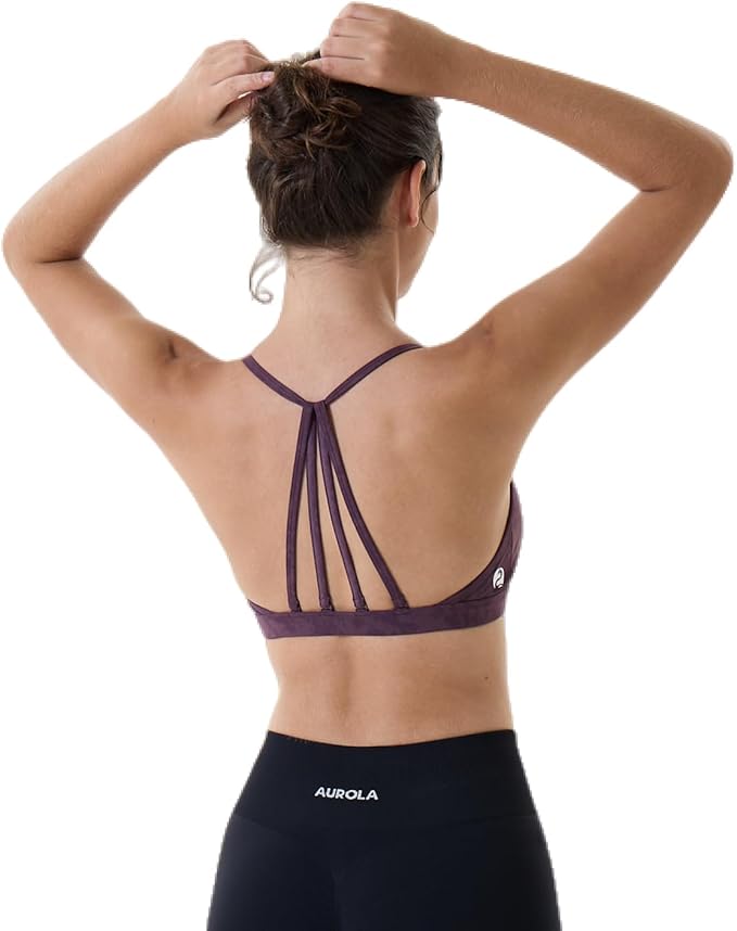 AUROLA Mercury Workout Sports Bras Women Athletic Removable Padded Backless Strapy Minimal Crop Top