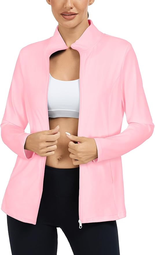 LURANEE Women's Golf Athletic Jackets with Pleated Tennis Skirt Hem Lightweight Full Zip Long Sleeve Shirts with Pockets