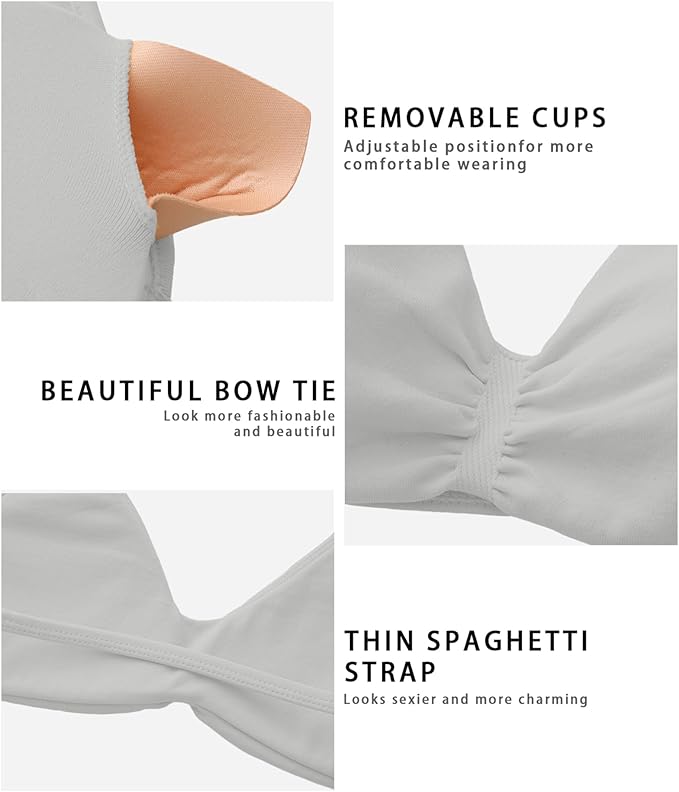 Comper Women's Sports Bra with Thin Straps Stretchy Wirefree Workout Bras Lightweight Workouts Bralette with Removable Pads