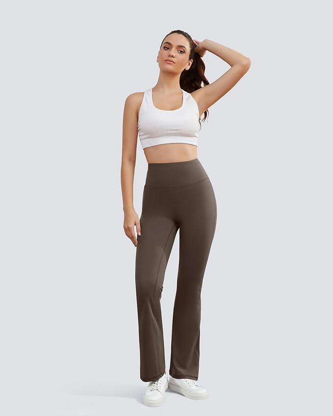 Yoga Pants for Women High Waisted Flare Leggings Bell Bottom Leggings Front Seamless Flared Workout Pants Tummy Control