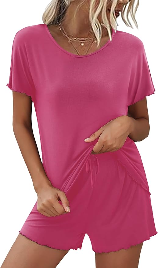 Ekouaer Womens Pajama Sets Short Sleeve Pajamas for Women Sets 2 Piece Lounge Sets Soft Sleepwear PJS
