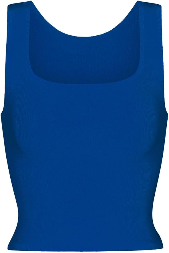 Danysu Women Rib Tank Top Padded Workout Top Square Neck Crop Tank Fitted Basic Cami Tops