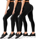 FULLSOFT 3 Pack Leggings for Women High Waisted Soft Black Yoga Pants for Workout Athletic Running Reg & Plus Size