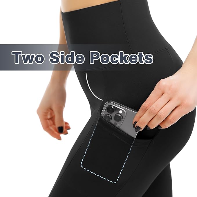 Leafigure 2 Pack Leggings with Pockets for Women, High Waisted Soft Leggings for Yoga Gym