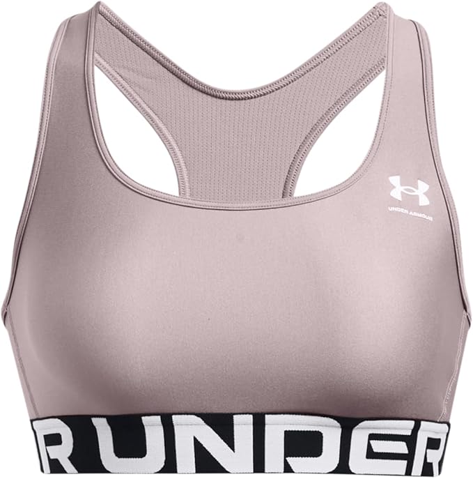 Under Armour Womens HeatGear Authentics Mid Impact Branded Sports Bra
