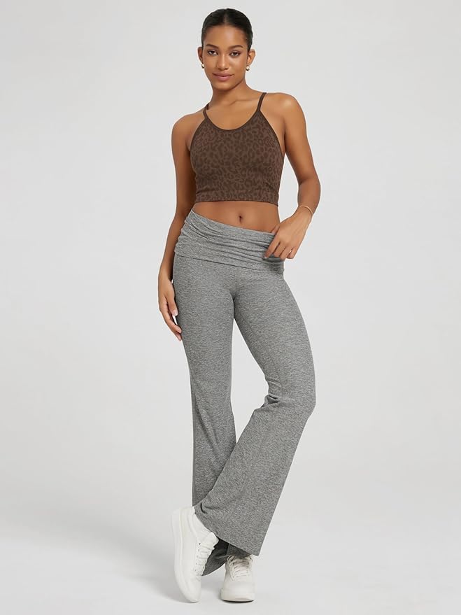 ODODOS Women's Crop 3-Pack Seamless Rib-Knit Camisole Crop Tank Tops