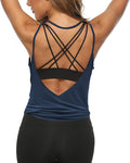 LEXISLOVE Womens Workout Shirts Sexy Open Back Activewear Workout Clothes Sports Yoga Tank Tops