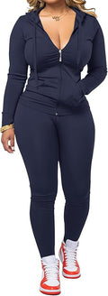AUXDIO Women 2 Piece Outfits Casual Workout Sets Bodycon Tracksuit Zip Up Long Sleeve Hoodle Jacket Jogger Pants Set