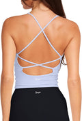Danysu Sculpt Workout Tank Tops Women Backless Longline Sports Bras Strappy Padded Yoga Top