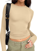 Trendy Queen Womens Long Sleeve T Shirts Fall Fashion 2026 Basic Crop Tops Going Out Outfits Y2k Clothes