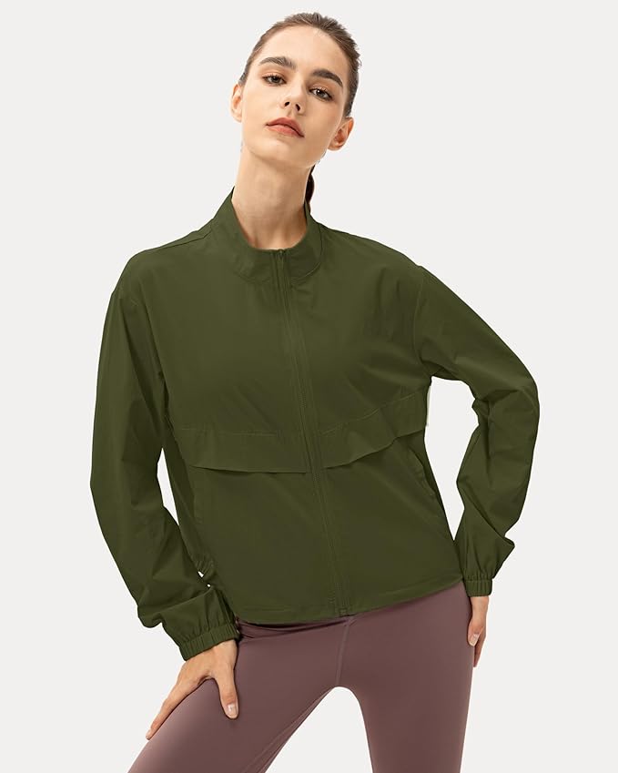 Locachy Women's Lightweight Zip Up Athletic Jacket Stand Collar Windproof Sun Protection Workout Outdoor Jacket