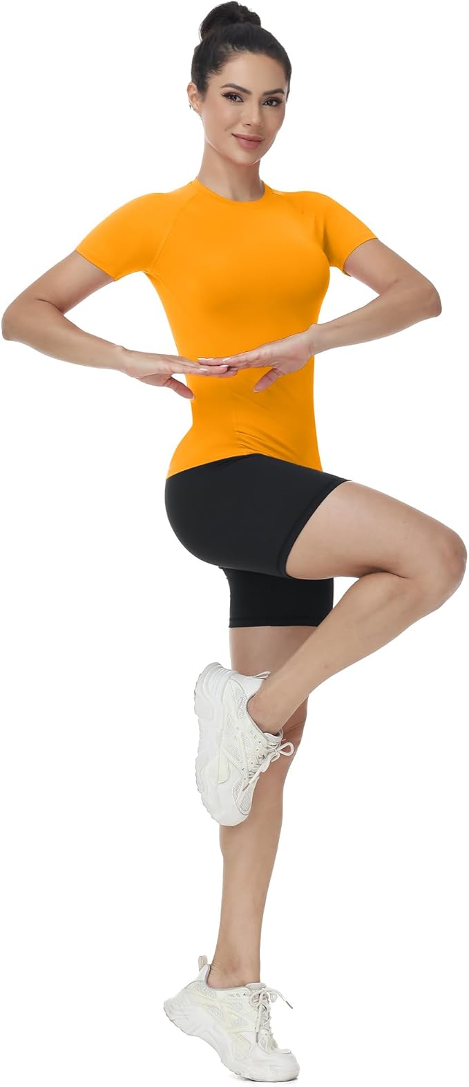 Runhit Compression Shirt Women Short Sleeve Workout Tops Athletic Gym Moisture Wicking T-Shirt Running Yoga Base Layer