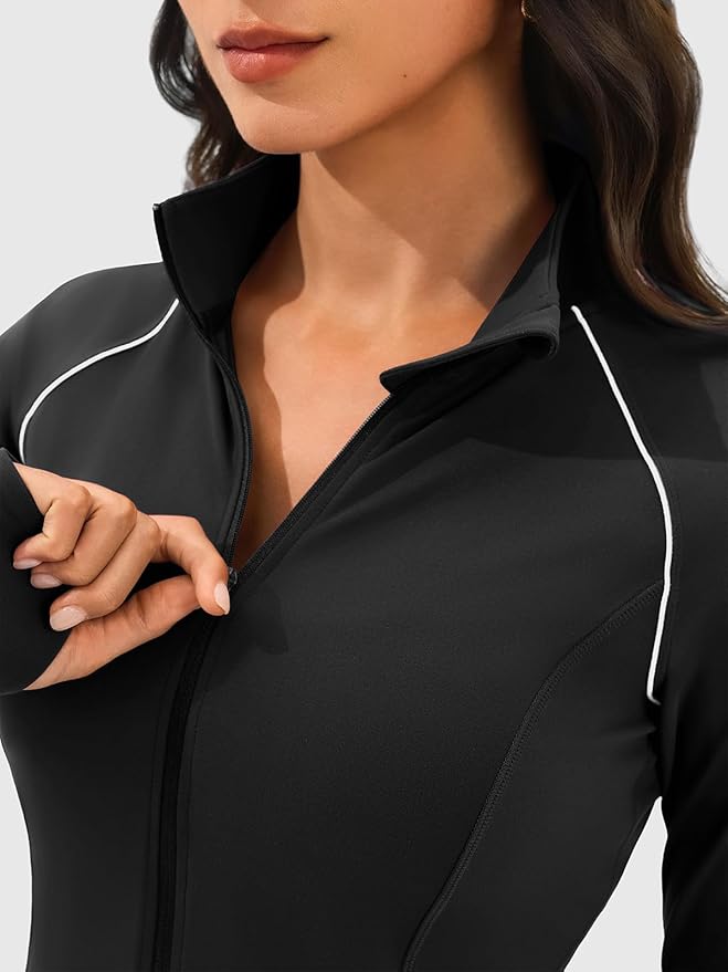 Cropped Workout Jackets for Women Running,Lightweight Yoga Tops Athletic Jacket Slim Fitted,Full Zip Up with Pockets