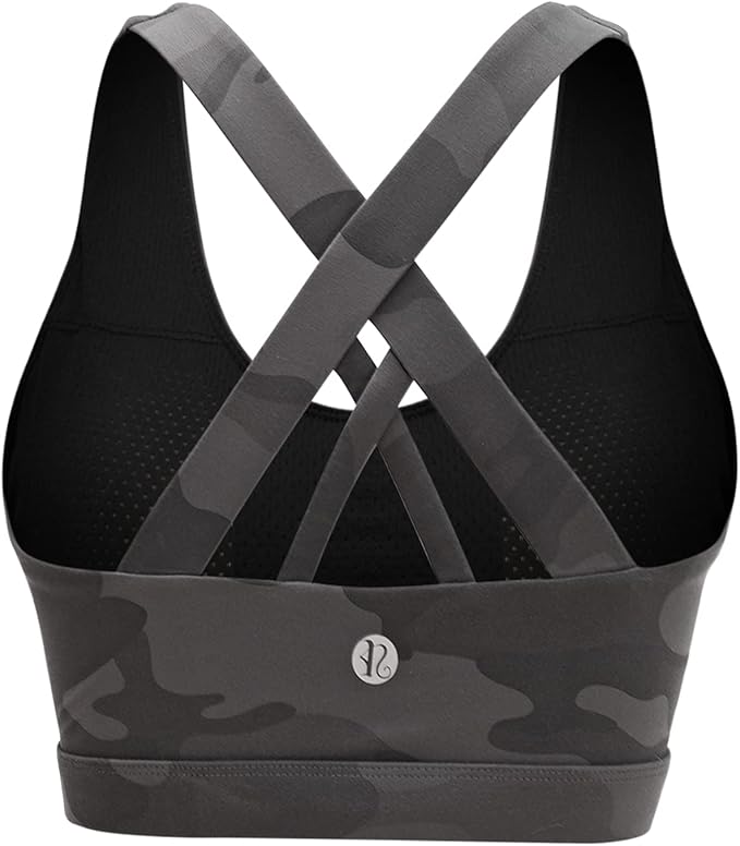 RUNNING GIRL Sports Bras for Women,Padded Strappy Sports Bras Criss-Cross Back Medium Support Sports Bras with Removable Cups