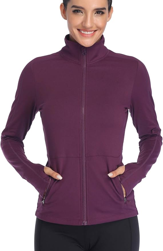 VUTRU Women's Workout Yoga Jacket Full Zip Running Athletic Track Jacket