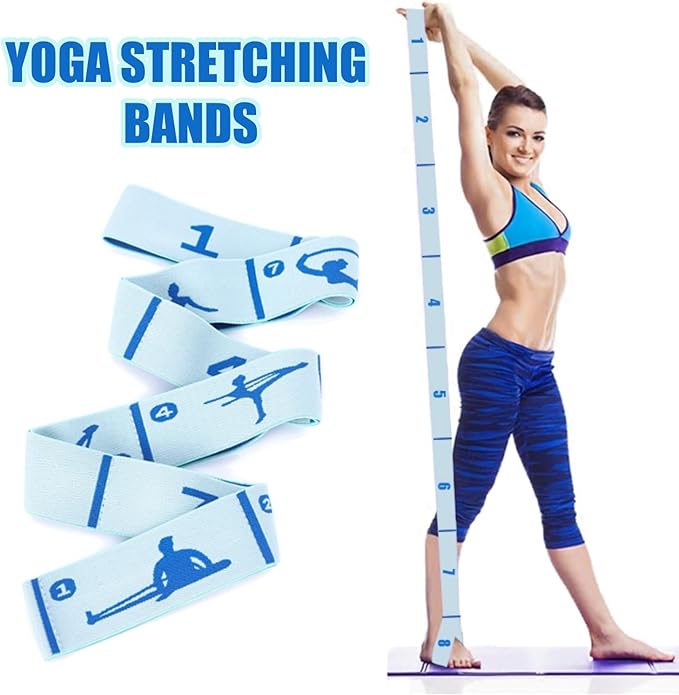 Elastic Yoga Stretching Strap with Loops, CEILIWEN Stretch Straps for Physical Therapy, Pilates Stretch Band, Elastic Exercise Bands, Leg Stretching Strap, Stretch Resistance Bands for Exercise