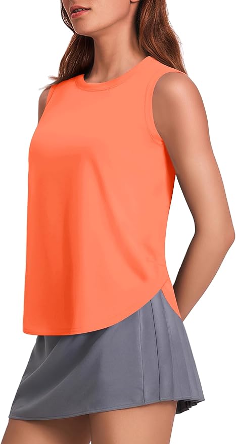 PINSPARK Workout Tank Tops Woman UPF 50+ Yoga Tanks Quick Dry Sleeveless Gym Shirts with Side Slits Loose Fit Athletic Top