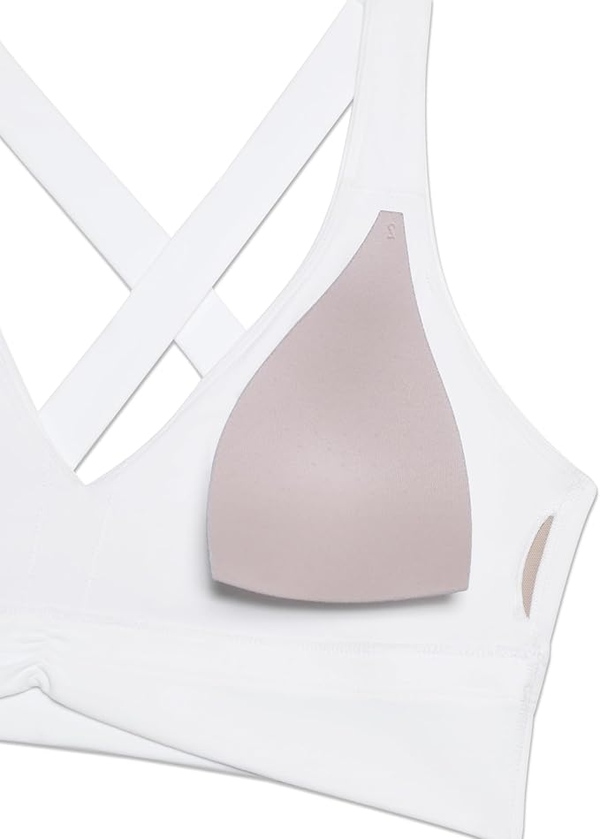 CRZ YOGA Butterluxe Ruched Longline Sports Bras for Women - V Neck Padded Yoga Tank Wide Straps Cross Back Crop Tops