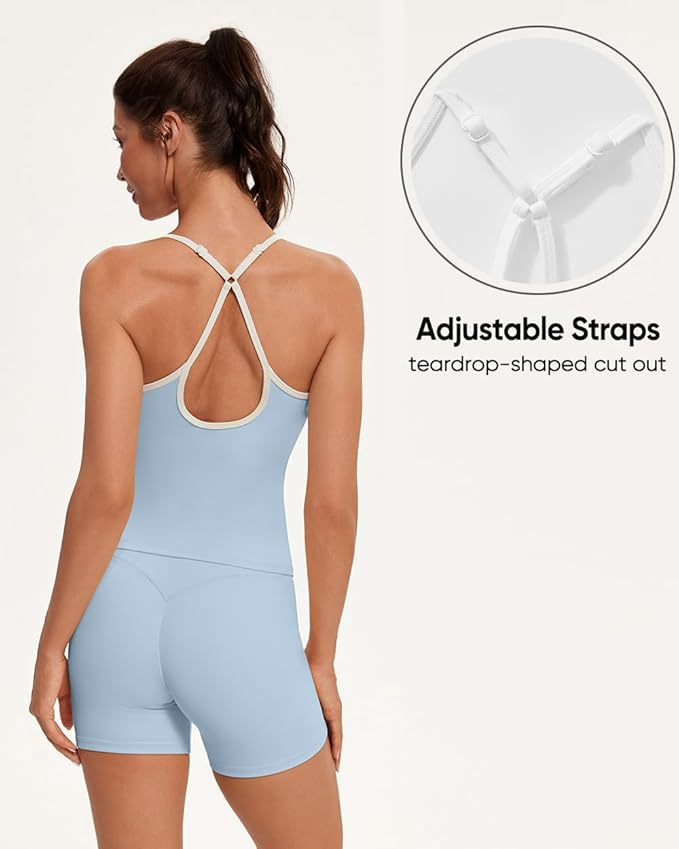OMKAGI Sports Bras for Women Cute Sweetheart Neck Workout Tank Tops Open Back Yoga Bra Top