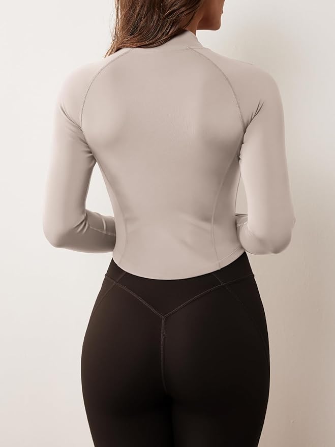 GYM RAINBOW Women's Zip Up Workout Jacket Lightweight Slim Fit Athletic Jacket Cropped Running Gym Tops with Thumb Holes