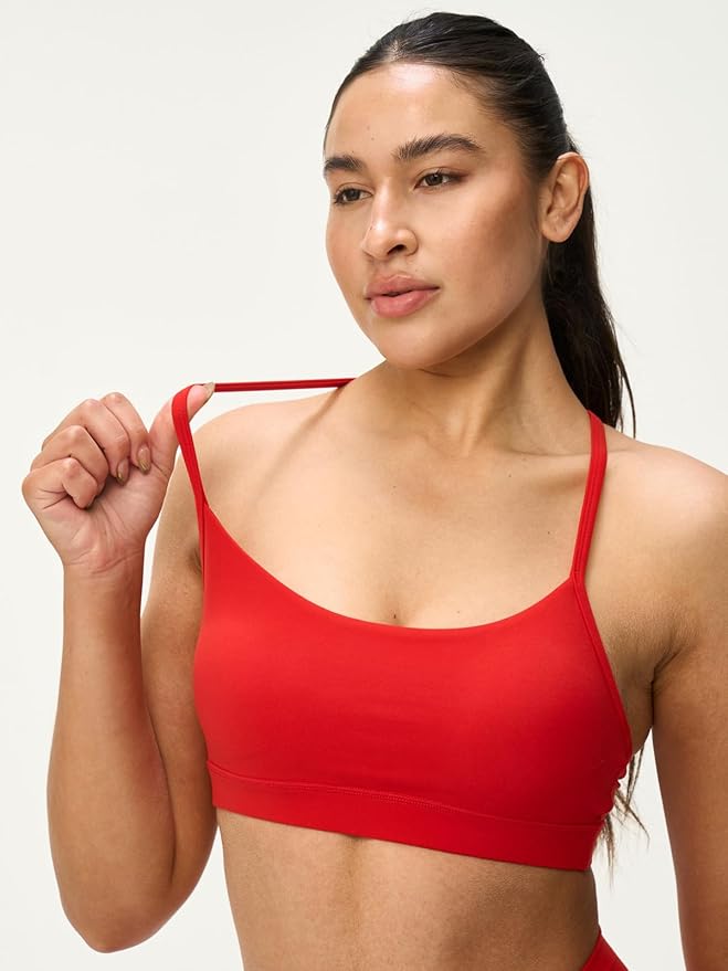 Womens Y Back Padded Sports Bra Strappy U Neck Butter Soft Low Impact Workout Bras Yoga Pilates Walking