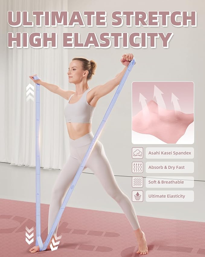 YOTTOY Yoga Strap and Resistance Bands-Exercise Elastic Bands for Working Out Women with 10 Loops-Perfect for Stretching and Physical Therapy