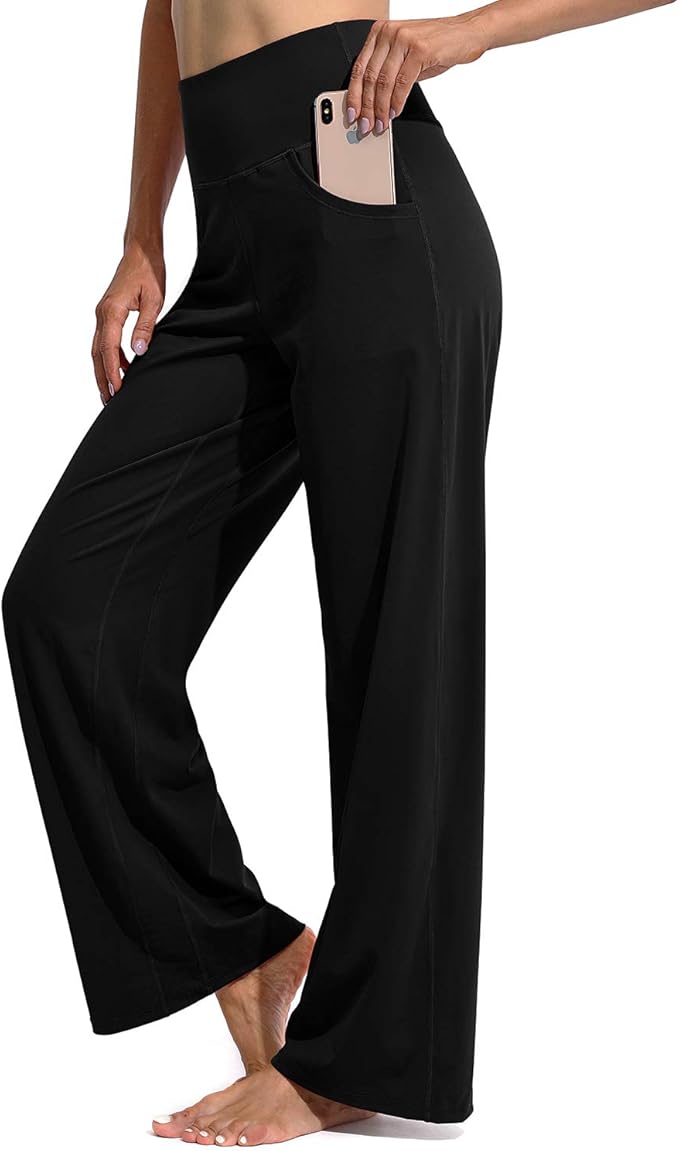 Promover Wide Leg Pants Woman Yoga Pants with Pockets Stretch Loose Casual Lounge Sweatpants Petite/Regular/Tall