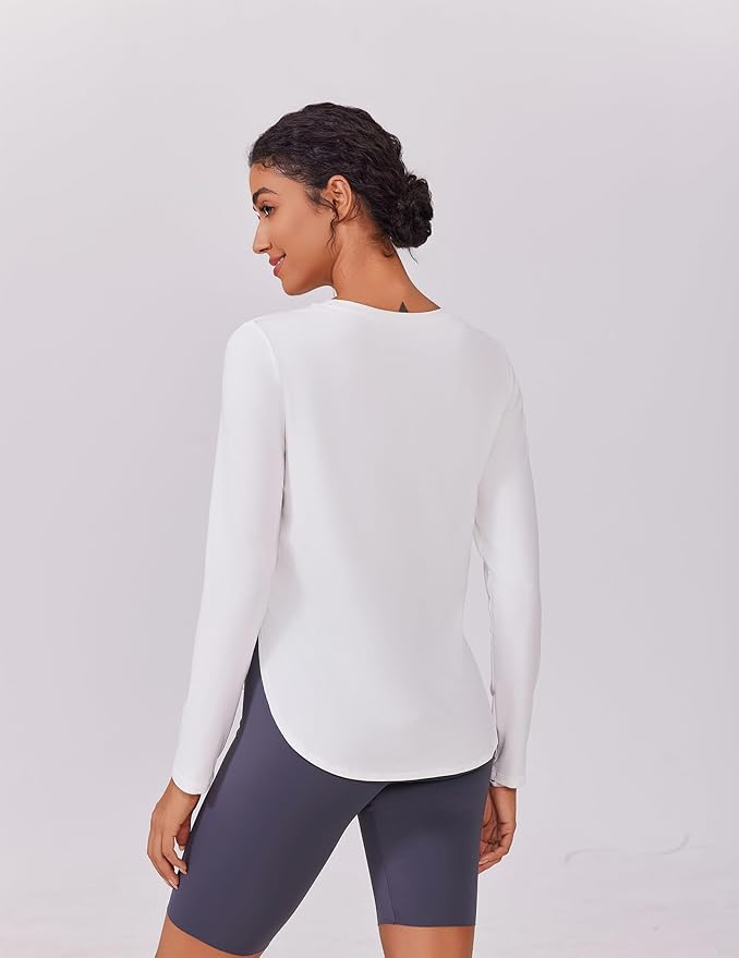 PINSPARK 2 Pack Long Sleeve Workout Tops for Women UV Protection Soft Workout Tops Lightweight Athletic Running Hiking Shirt