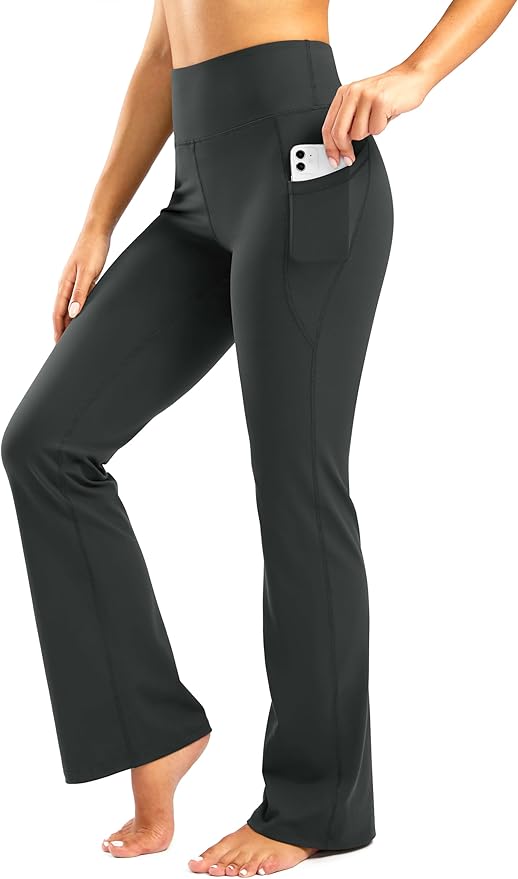 28"/30"/32"/34" Inseam Women's Bootcut Yoga Pants Long Bootleg High-Waisted Flare Pants with Pockets