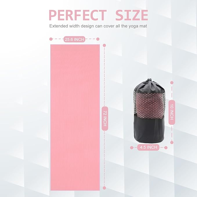 Eunzel 2 Pack Hot Yoga Towel with Grip Dot, Non Slip Yoga Mat Towe Sweat Absorbent Towel for Hot Yoga,Bikram, Pilates and Fitness 72" x 24", Taro Purple/Pink