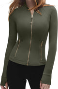 SUUKSESS Women Golden Full Zip Up Workout Cropped Jackets Lightweight Athletic Yoga Tops