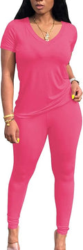 Lounge Sets for Women 2 Piece Summer Casual Jogger Workout Outfits Short Tops Long Pant Sweat suit leggings set