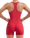 SUUKSESS Women 2 Piece Workout Sets High Waisted Biker Shorts with Pockets Built in bra Racerback Tank Tops