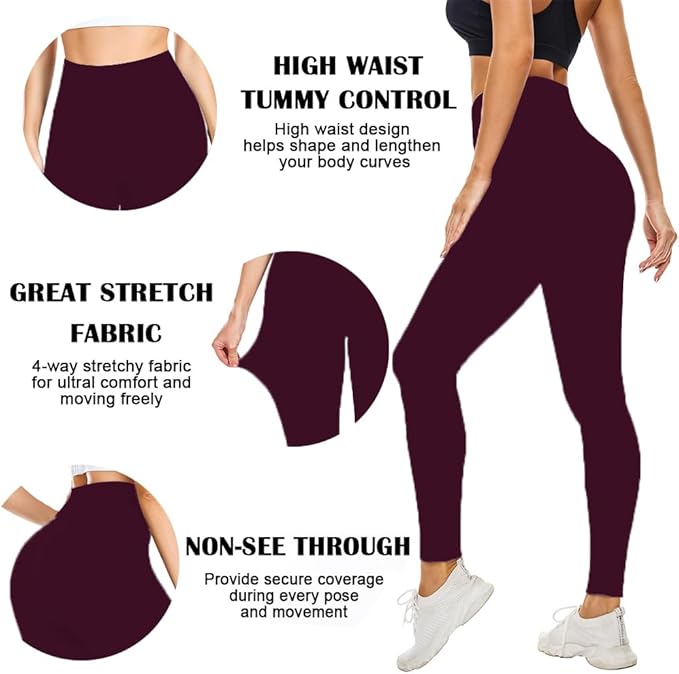 FULLSOFT Buttery Soft Leggings for Women - High Waisted Tummy Control No See Through Workout Yoga Cycling Tights Pants