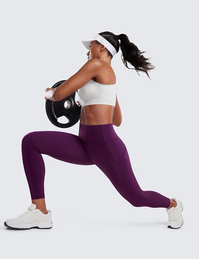 CRZ YOGA Naked Feeling Workout Leggings Pockets 25'' - High Waisted Womens Yoga Pants Running Tights
