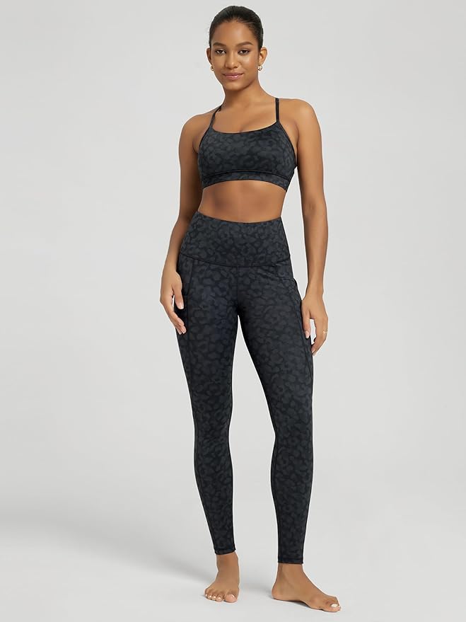 ODODOS Women's High Waisted Yoga Leggings with Pockets, Tummy Control Non See Through Workout Athletic Running Yoga Pants