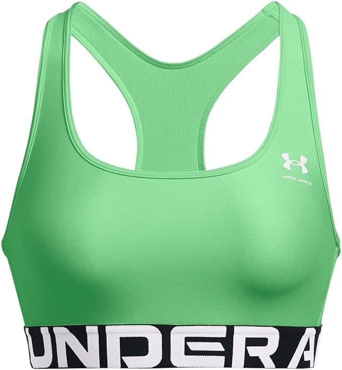 Under Armour Womens HeatGear Authentics Mid Impact Branded Sports Bra