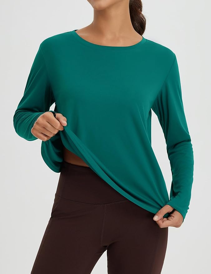 baleaf Women's Running Sun Shirts Long Sleeve UPF 50+ Workout Tops UV Athletic Split Back Quick Dry Lightweight