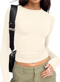 Trendy Queen Womens Long Sleeve T Shirts Fall Fashion 2026 Basic Crop Tops Going Out Outfits Y2k Clothes