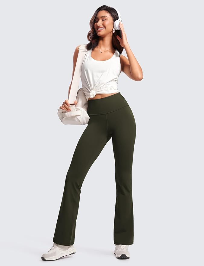CRZ YOGA Butterluxe Flare Leggings 29"/30.5"/32"/33.5" - High Waist Bootcut Wide Leg Lounge Womens Yoga Pants with Pocket