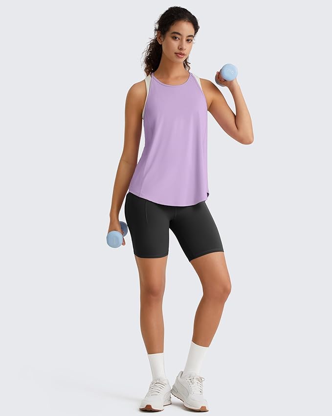 G4Free Workout Athletic Tank Tops for Women Racerback Lightweight Gym Pilates Y-Back Loose Fit Running Tanks Top