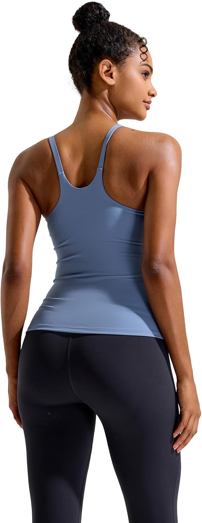 RUNNING GIRL Yoga Tank Tops for Women Built in Shelf Bra B/C Cups Strappy Back Activewear Workout Compression Tops