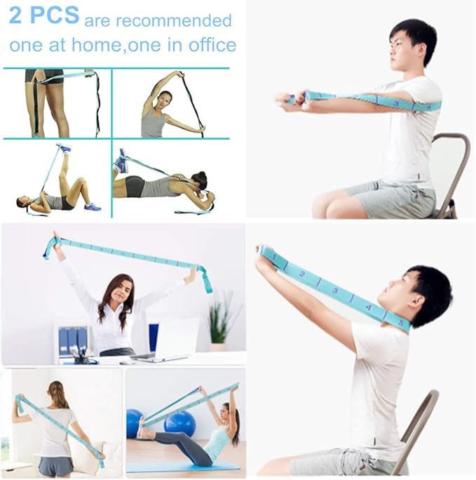 Nitpicker Stretching Straps Hamstring Stretcher Device Elastic Exercise Band Yoga mat Carrying Straps Leg Exercise Equipment Stretching Strap with Loops for Flexibility Stretch Strap 11 Loops