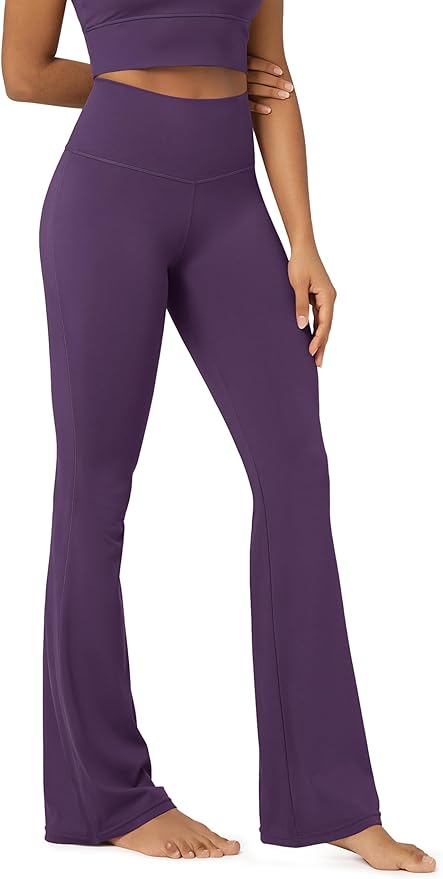 ODODOS Women's Powerful Tummy Control Flared Yoga Pants 2.0 High Waist Workout Bootcut Leggings with Inner Pocket- 29" / 31"