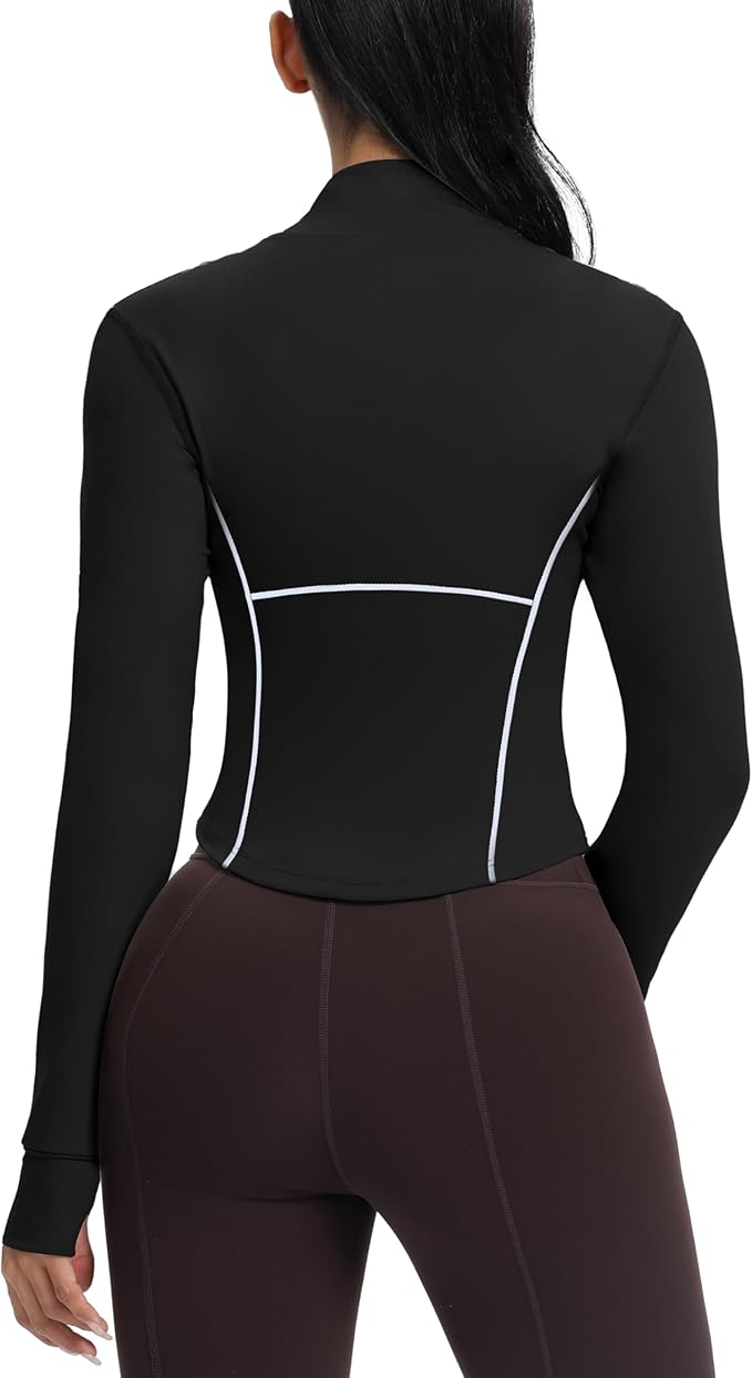 GYM RAINBOW Womens Zip Up Workout Jakcets Cropped Lightweight Slim Fit Running Athletic Jackets